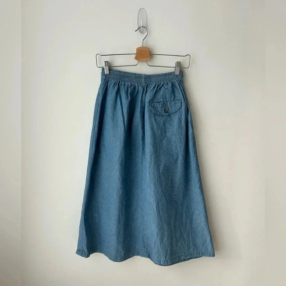 90’s Lands’end high waist cotton mid length  a rise skirt - Picture 6 of 9